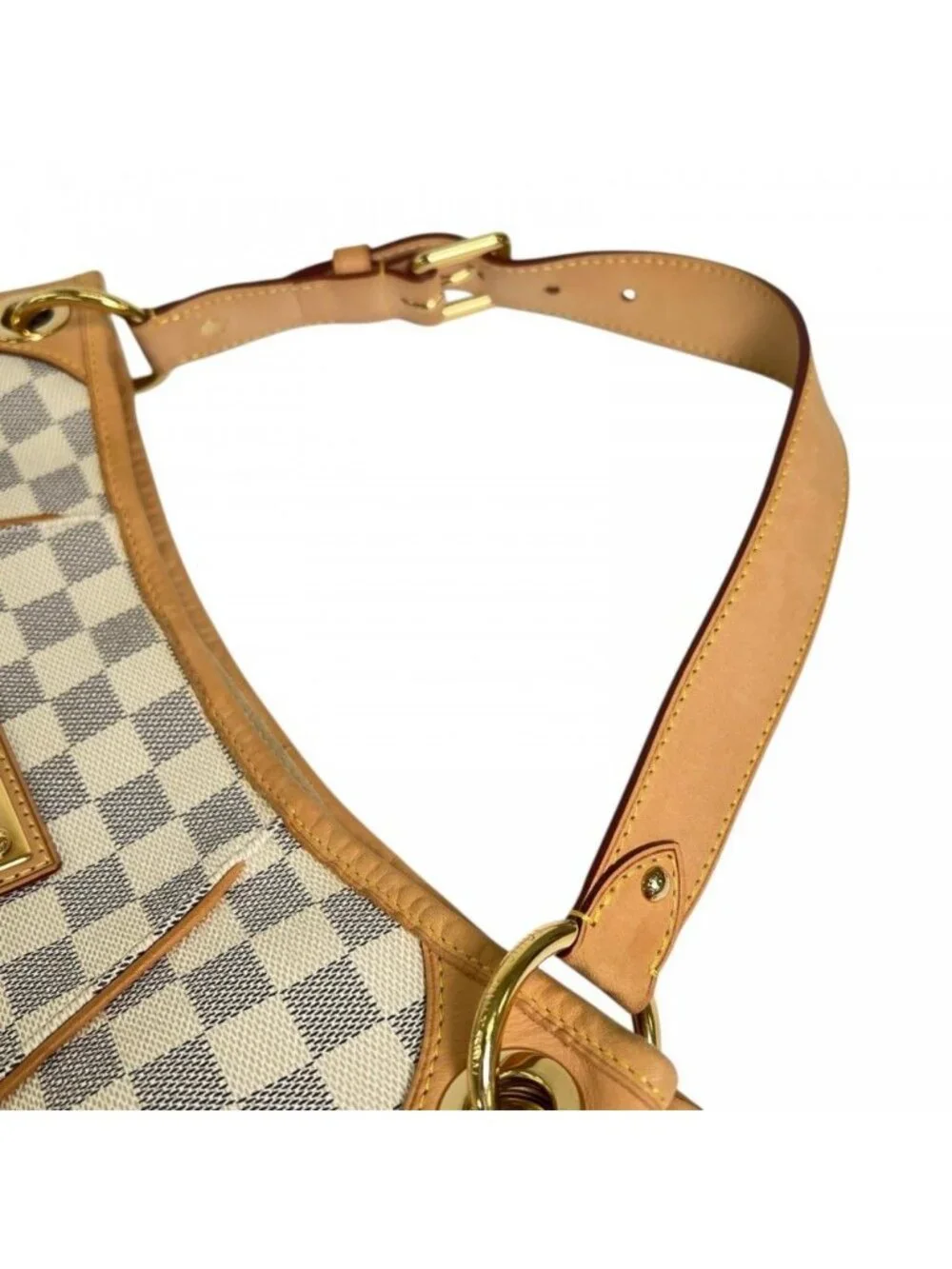 Louis Vuitton Shoulder Bag Galleria PM Damier Azur Canvas White Gold